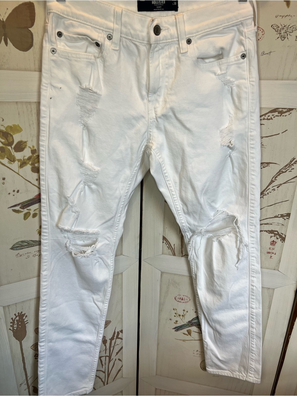 Hollister White Slim Distressed Jeans